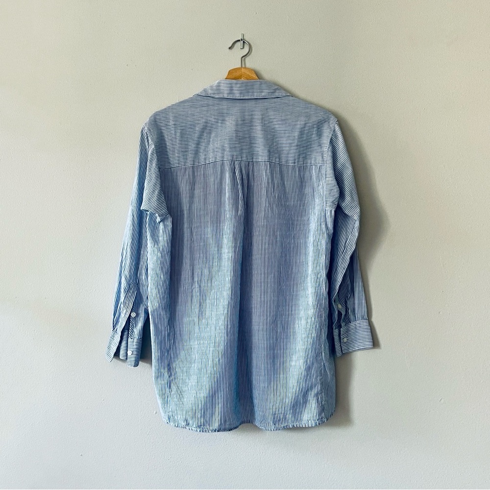 Madewell Side Button Striped Popover Shirt • XS • Blue and White Stripes - Picture 3 of 13